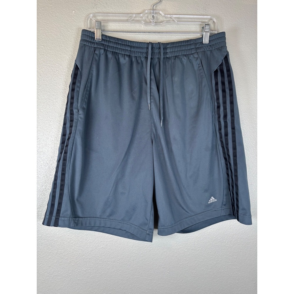 Adidas Mens Climalite 3-Stripe Athletic Shorts Gray Black Size Large L